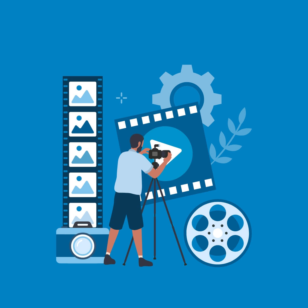Graphic showing a videographer working